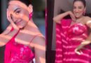 Akshara Singh dance in pink sari