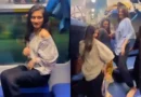 girls dance in train