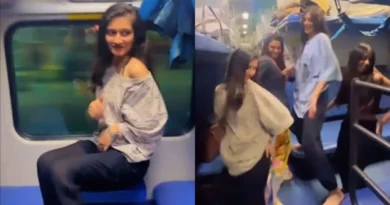 girls dance in train