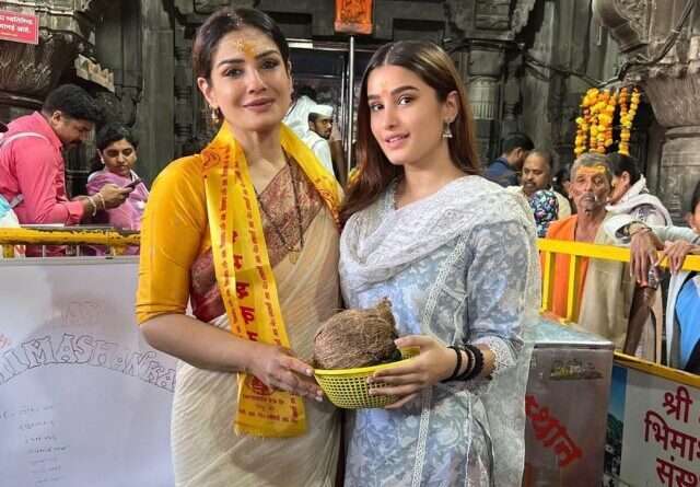 Raveena Tandon with rasha tandon